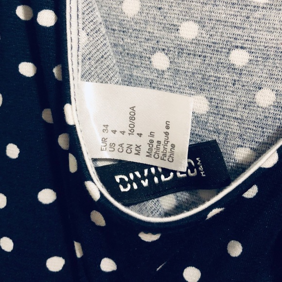 H&M DIVIDED navy blue polka dot mini skater dress - Picture 6 of 7